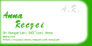 anna reczei business card